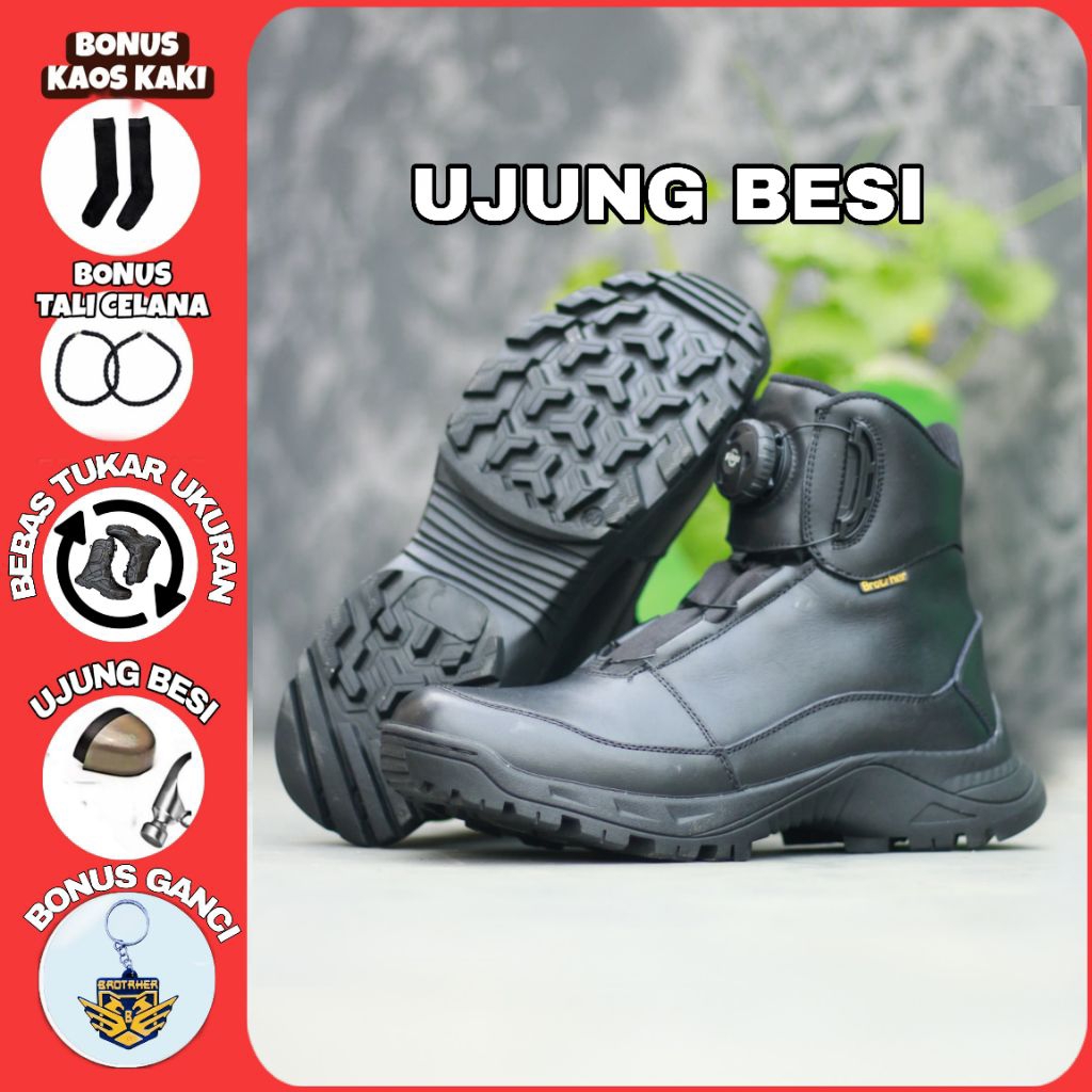 Sepatu Tactical Paspampres Tali Putar Full Kulit Merk Brotrher Gurka