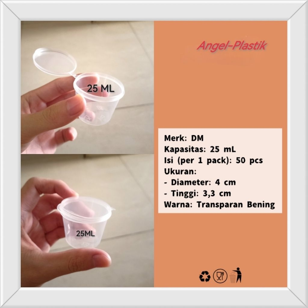 THINWALL COINTAINER DM 25ML 35ML ISI 50 PCS / THINWALL KLIR SAUCE CUP 25ML 35ML / TEMPAT CUP SAUS SA