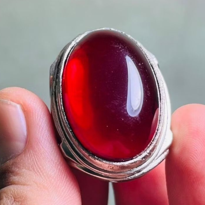 Batu akik merah siam jumbo di 30X20 ring tanam mewah top crystal