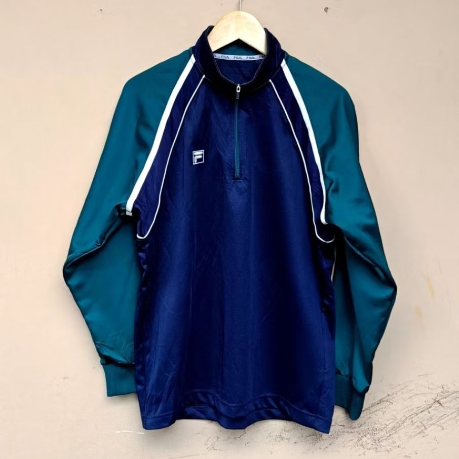 Tracktop halfzip fila casual retro sport twotone navy green