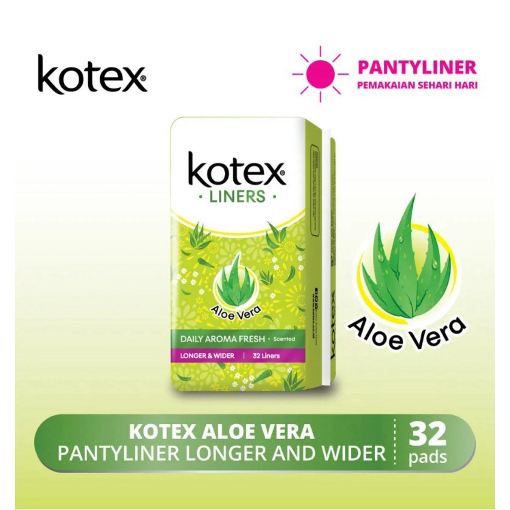 Kotex Liners Pantyliner Aloe Vera Isi 32pcs