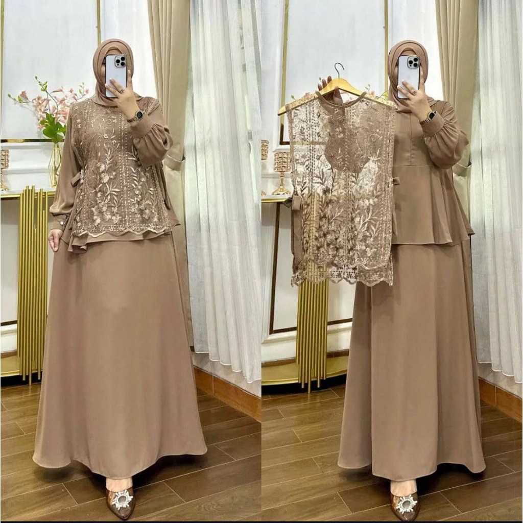 Outer_tile_brokat_Naura_Dress_bahan tile brokat mix ceruty babydol