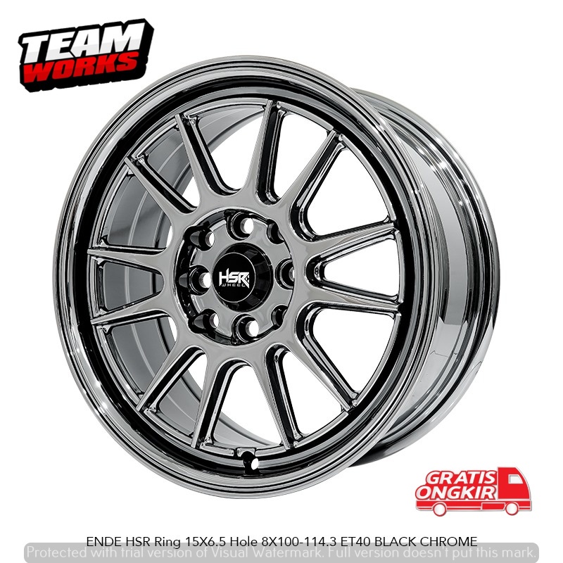 VELG MOBIL HSR ENDE RING 15 LEBAR 65 ET40 BUAT MOBIL BRIO SIGRA LIVINA VELEG RING 15 BLACK CHROME