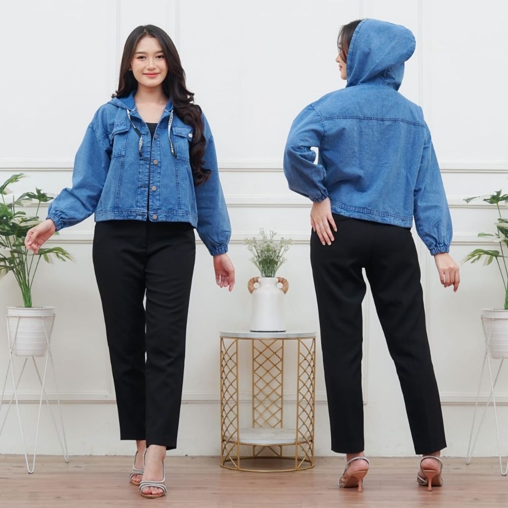 jaket jeans wanita/hodie jeans cewe korean style