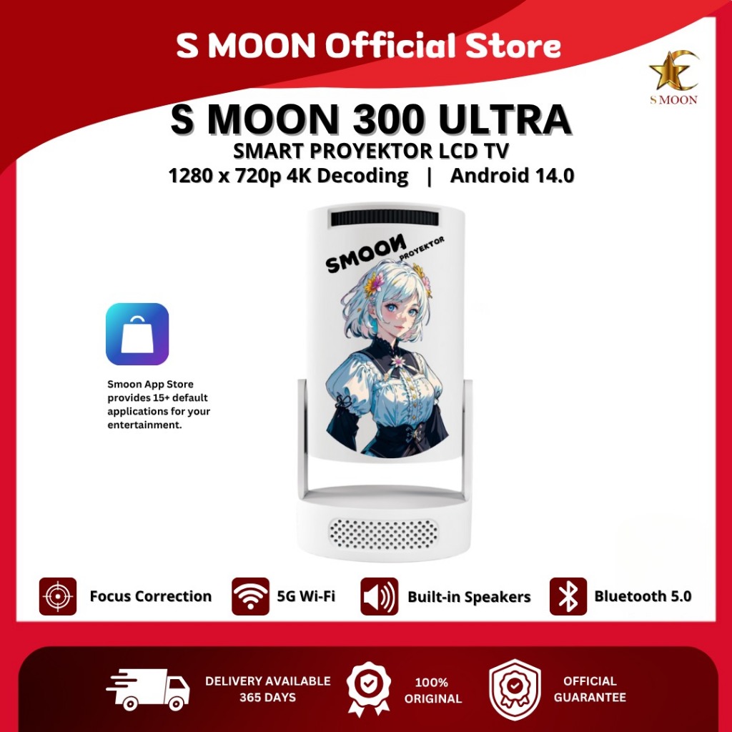 Smoon300 Ultra Smart Proyektor Lcd TV - Bluetooth - Hy300 - Include Hdmi - Include Speaker -  Google