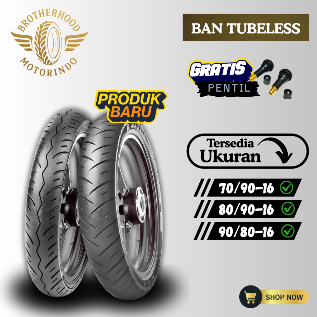BAN MAXXIS M6211 / M6212 RING 16 TUBELESS 90/80-16 / BAN TUBLES / BAN MOTOR RING 16 / BAN MAXXIS RIN