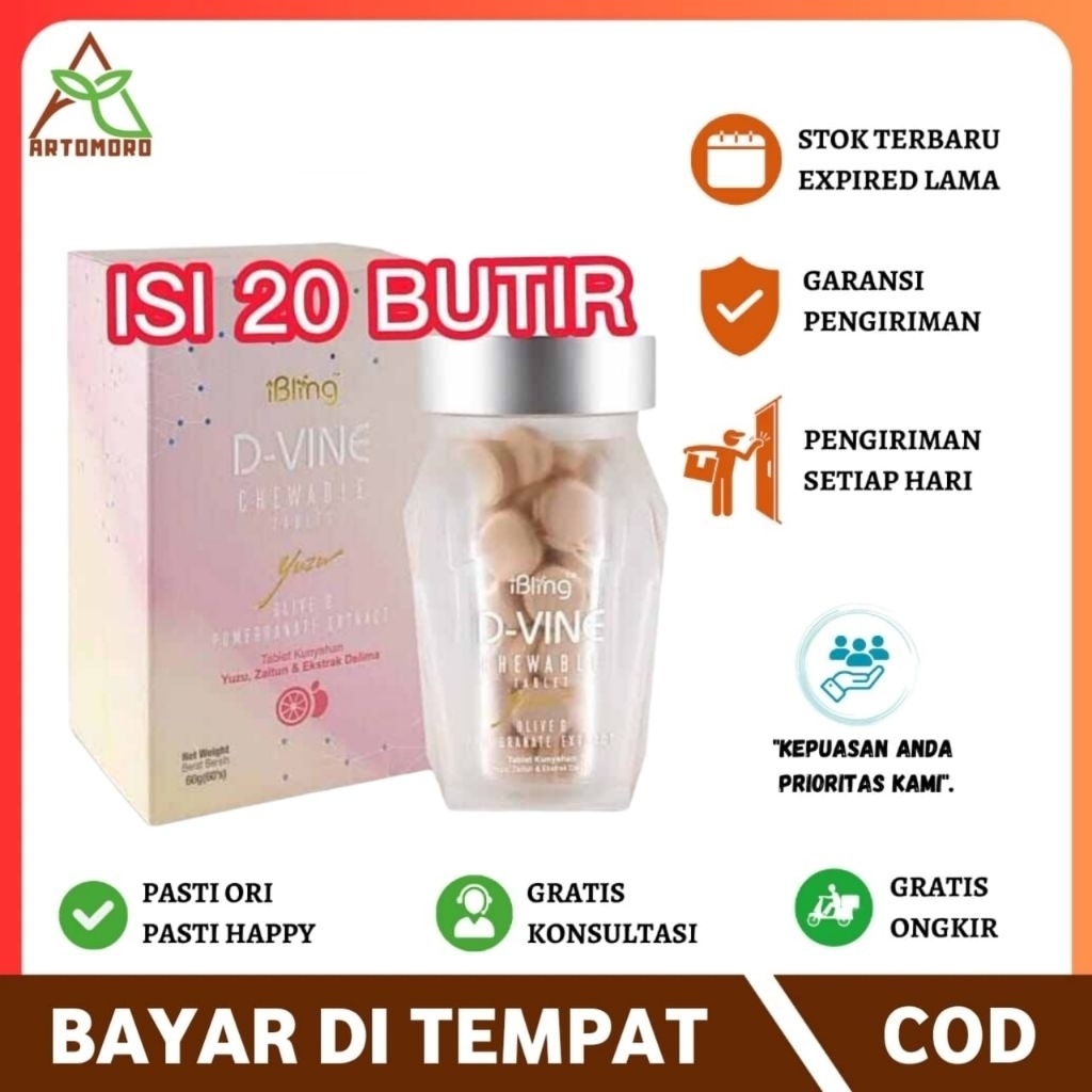 D Vine Dvine Collagen Tablet Hisap Pencerah Kulit Seluruh Tubuh Isi 20 Butir Original