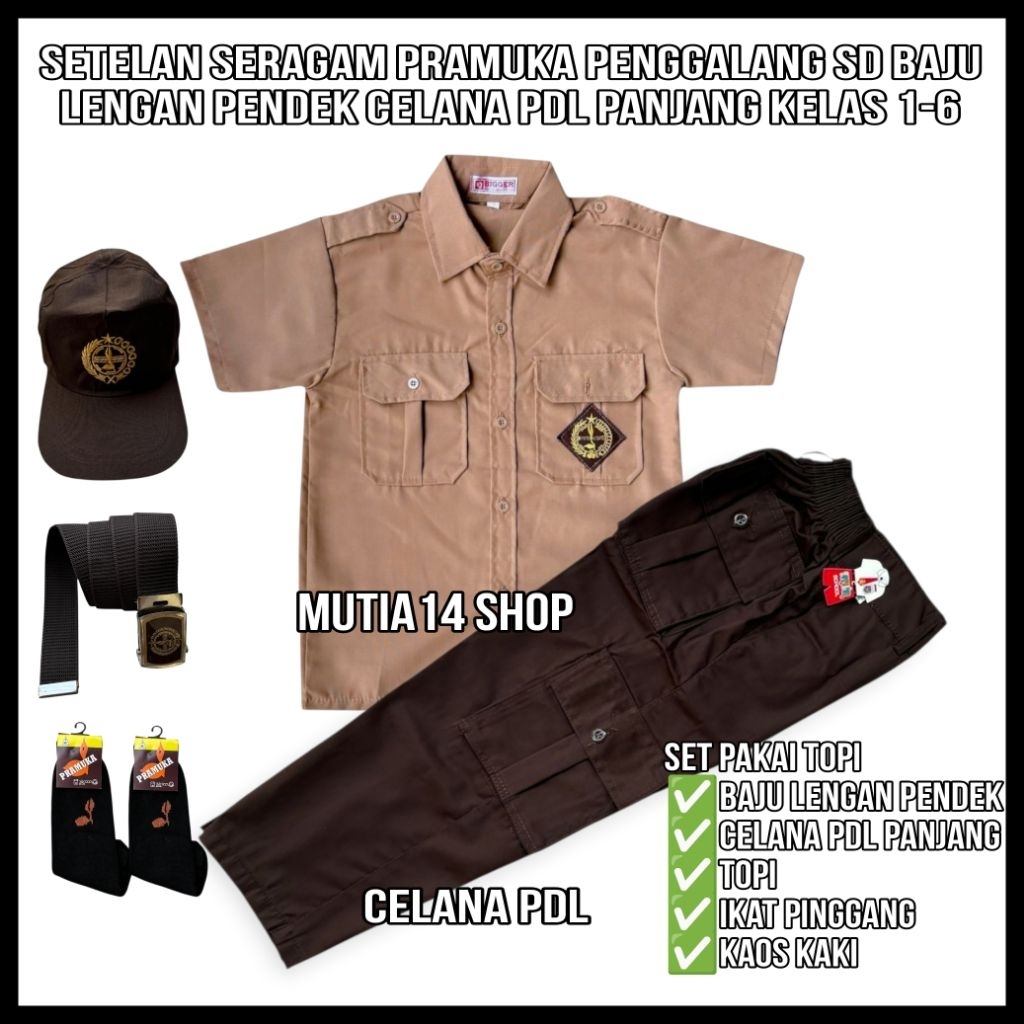 Setelan pramuka sekolah SD anak laki laki baju pramuka lengan pendek Celana PDL panjang pakaian sera