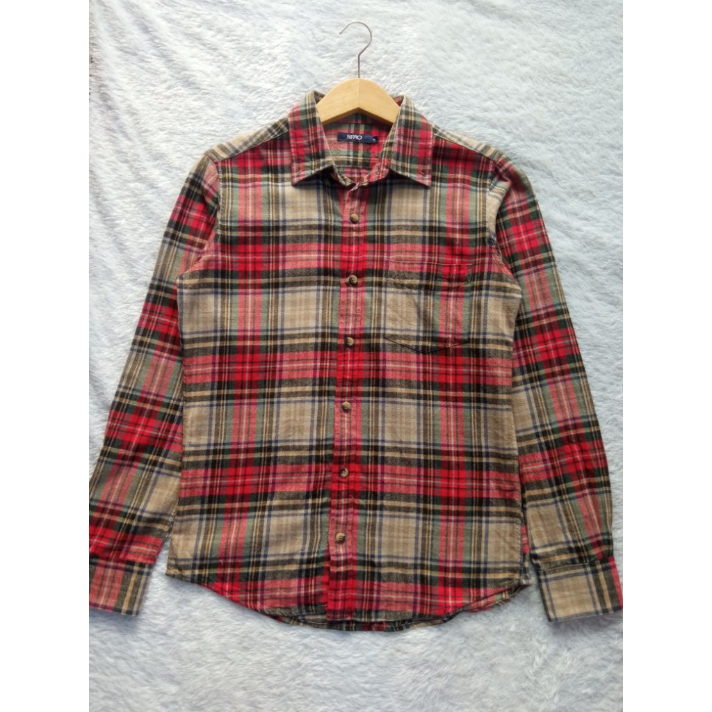 Kemeja SPAO Kotak Merah Maroon Hitam Latte Mocca Kuning Hijau Ijo Mint