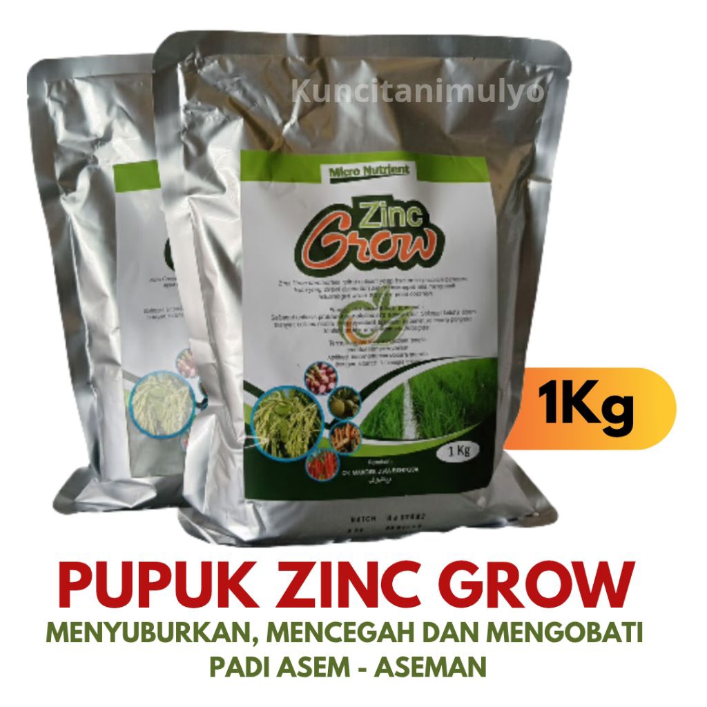 Pupuk Zn Zinc Grow Mensuplai Tanaman Yang Kekurangan Unsur Zn dan Mengobati Padi Asem Aseman (1Kg)