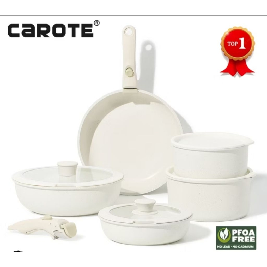 CAROTE Set Granite White 11 Pcs Lapisan Granite Warna Putih Anti Lengket