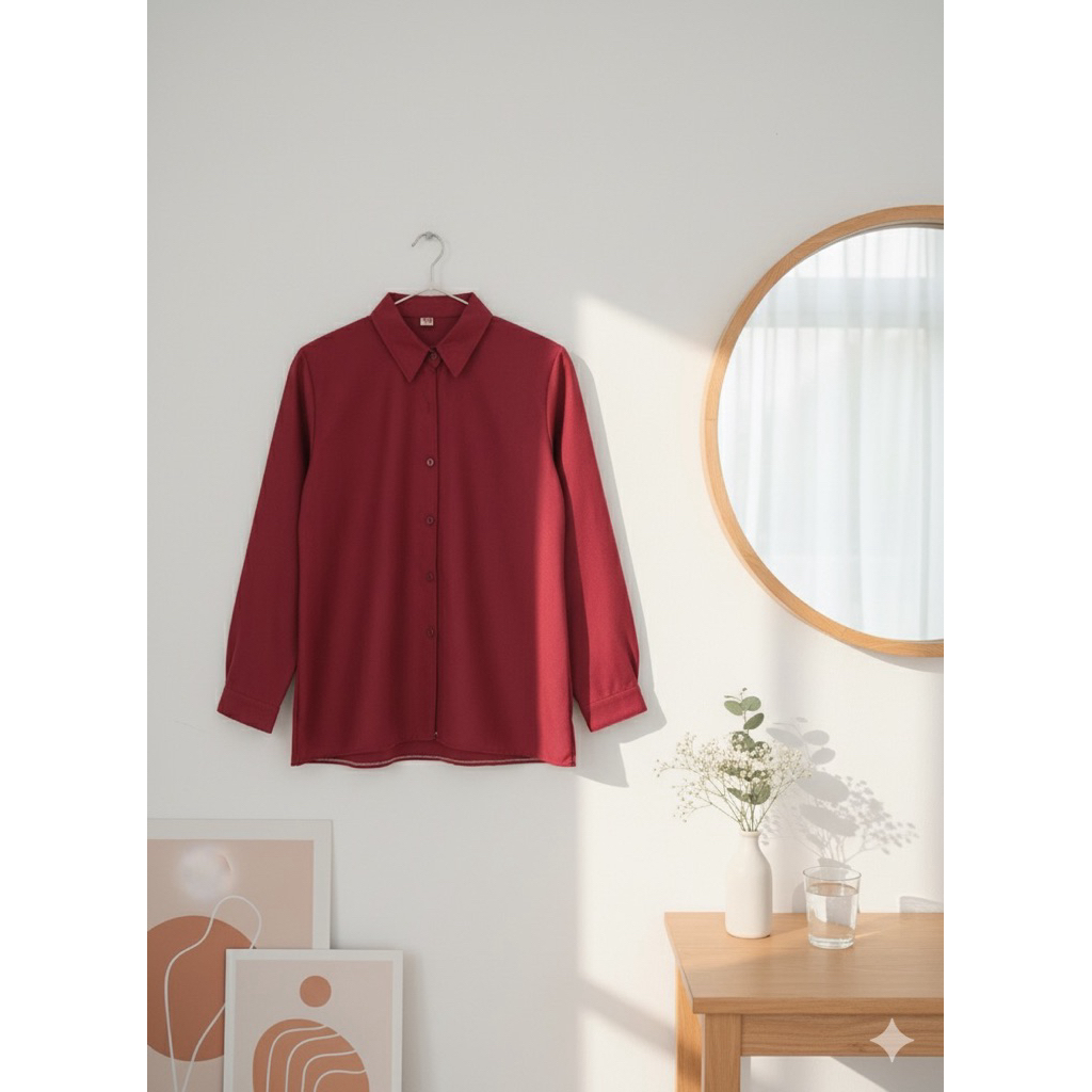 Kemeja Wanita Atasan Wanita Blose Wanita Warna Maroon