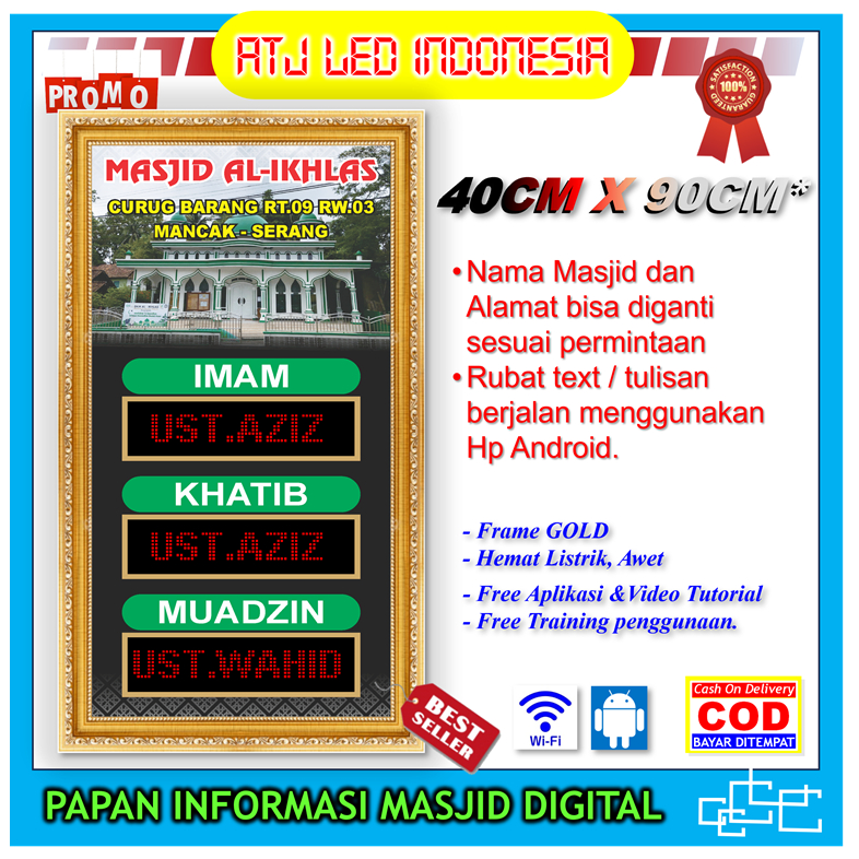 Jadwal khatib jumat LED papan petugas sholat jum'at Digital masjid musholla custom K-04