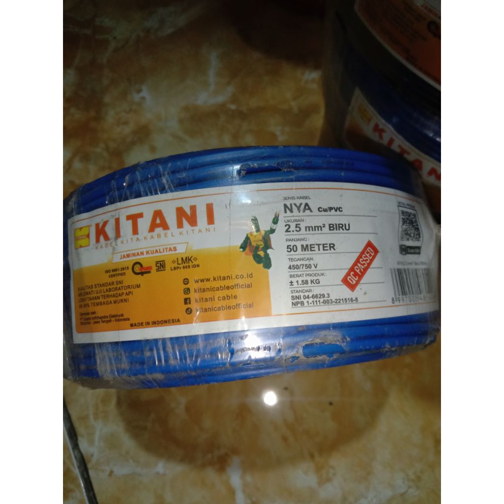 kabel NYA 1x2,5 kitani kawat tembaga