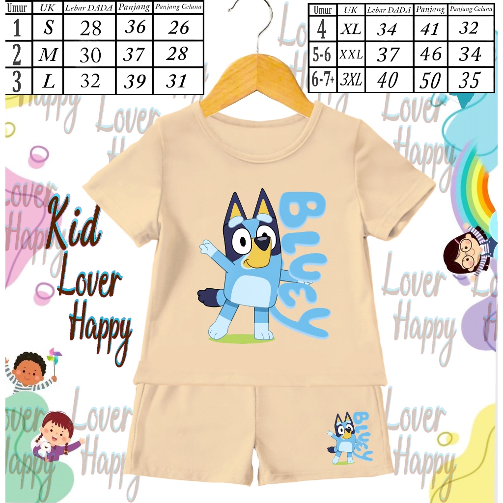 KAOS Setelan Anak Bluey / Baju Setelan Anak Bluey