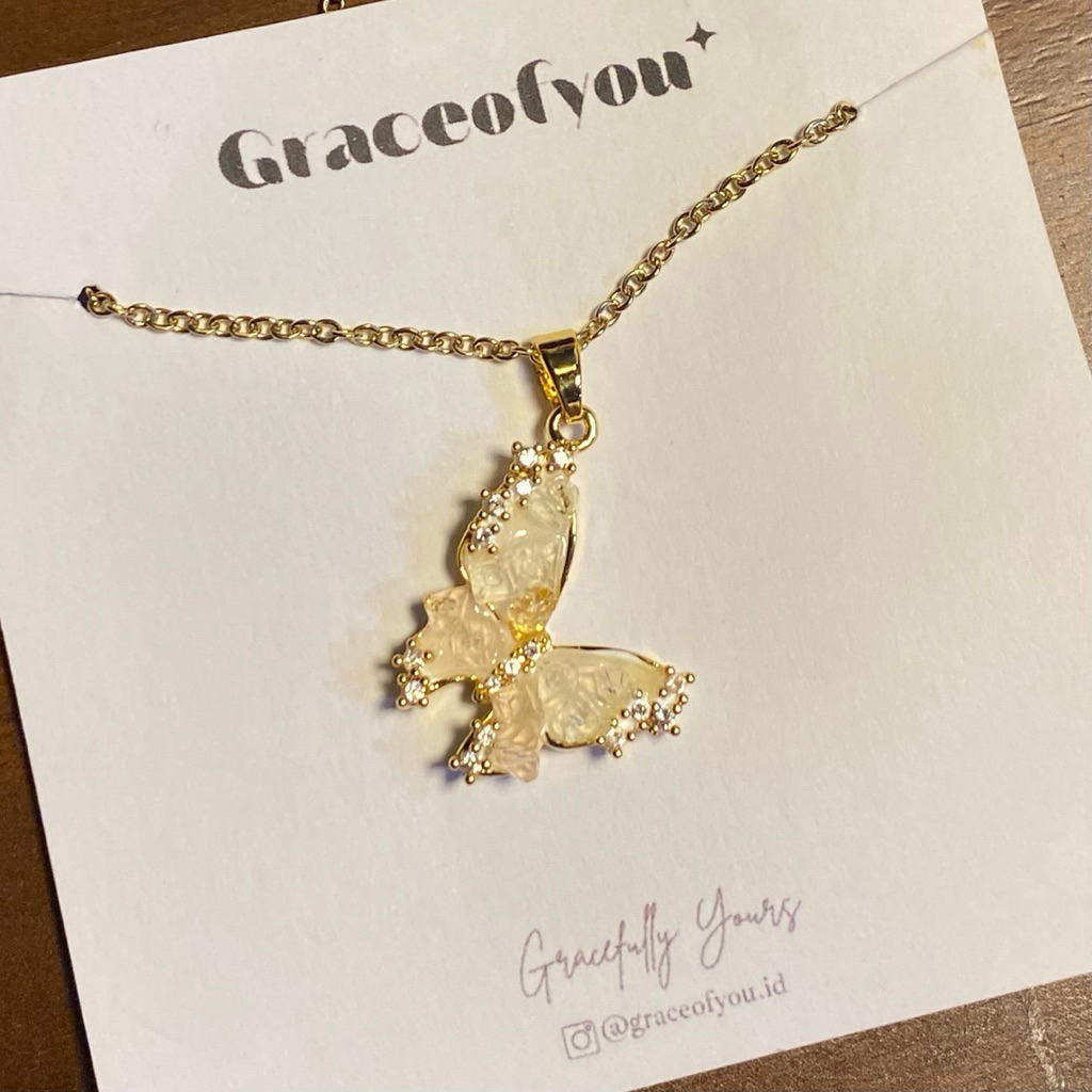 Graceofyou - Golden Flutter Necklace - Kalung Korea Wanita Liontin Sayap - Kalung KKV
