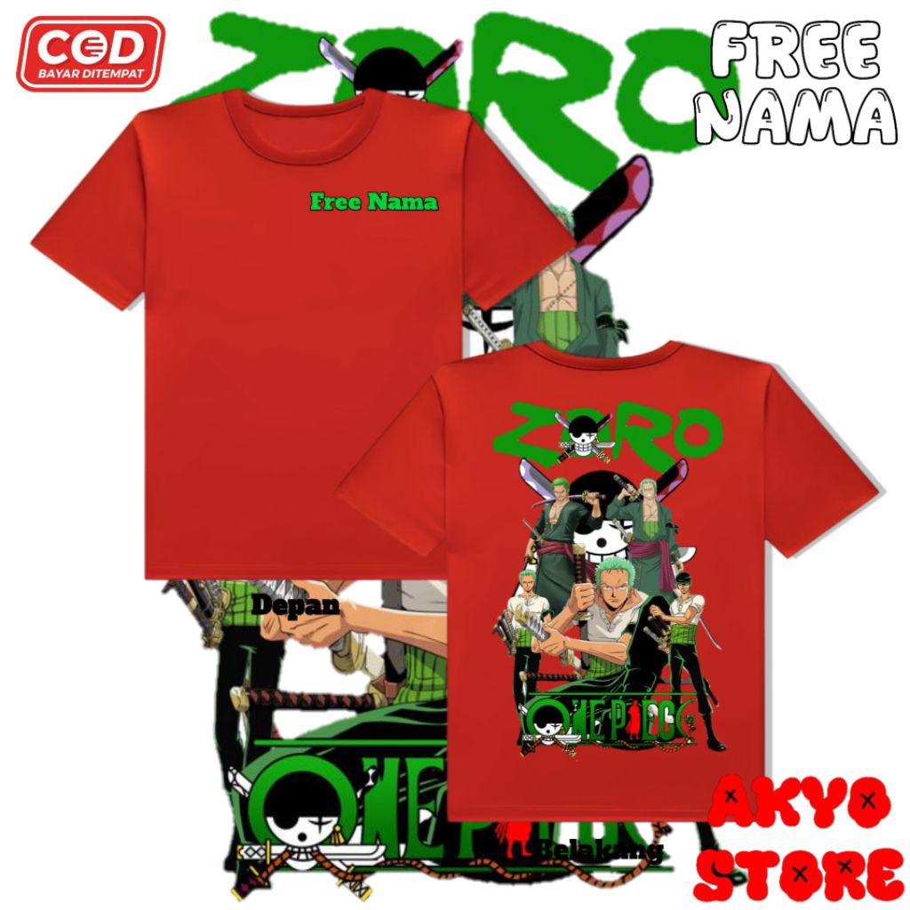 Baju Kaos Anak One Piece Zoro Unisex - Baju Kaos Anak One Piece pria perempuan - Baju Kaos Anak anim