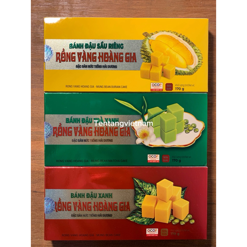Kue Kacang Hijau Vietnam Rong Vang Hoang Gia 170g - Durian, Matcha, Original