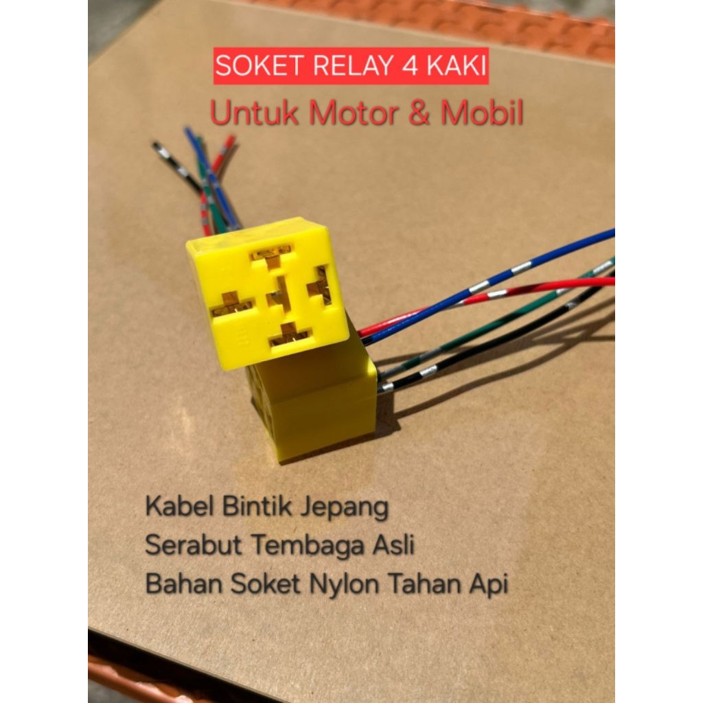 Soket Relay 4 Kaki Universal Motor & Mobil Kabel bintik Jepang