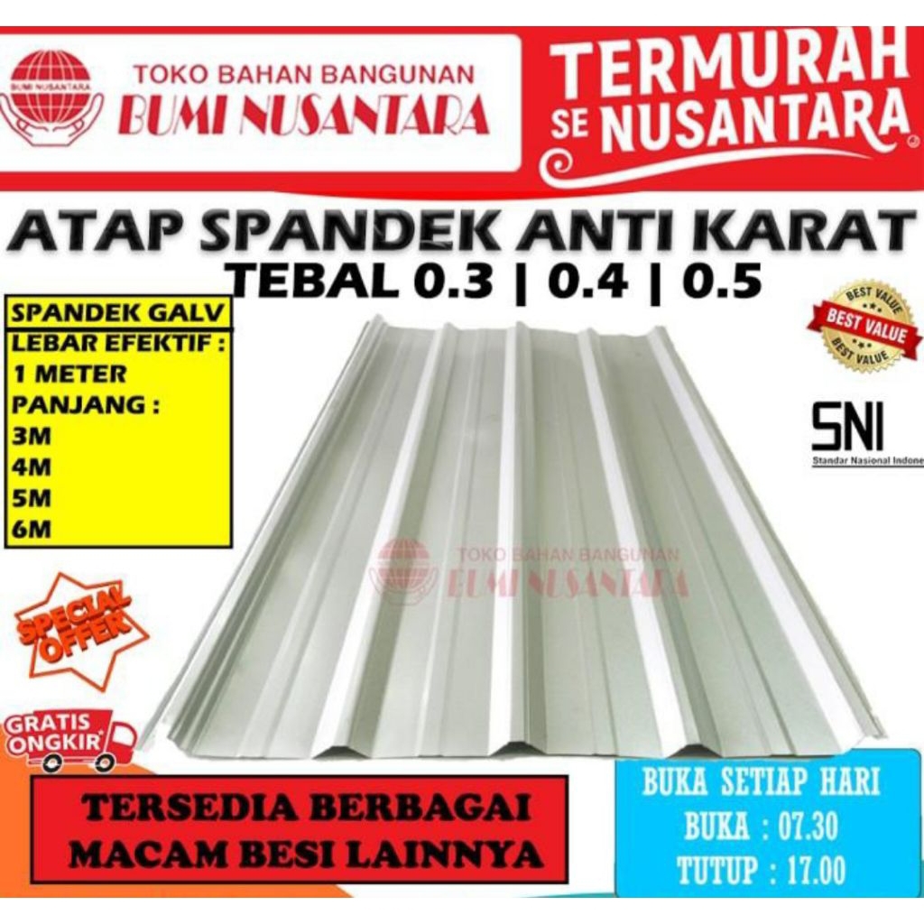 SPANDEK / GENTENG SPANDEK POLOS GALVALUM AZ100