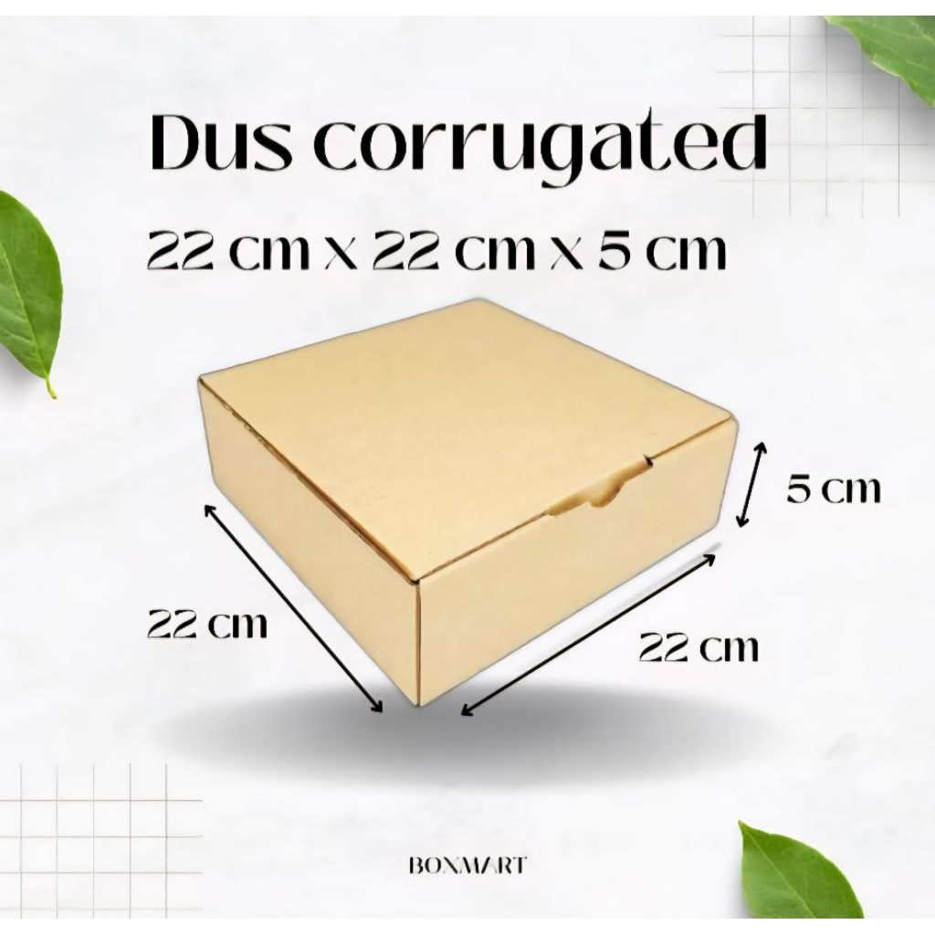 DUS CORRUGATED 22 CM x 22 CM x 5 CM - DUS PACKING - DUS TEBAL  -  DUS KUE