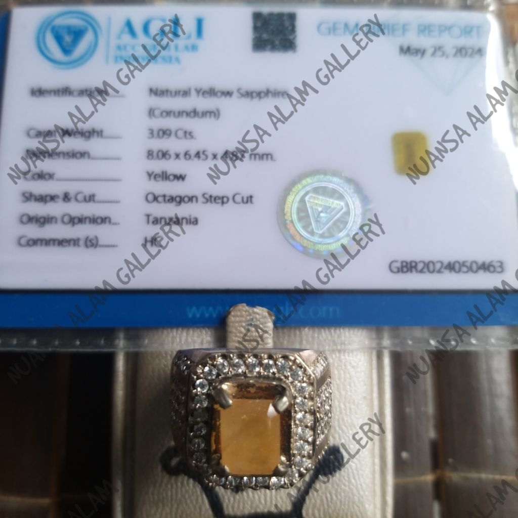 Gemstone From Heaven Batu Permata Yakut Natural Yellow Sapphire Ring Perak Sulaiman Style Sertifikas