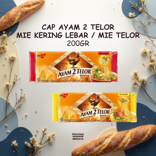 Mi Cap Ayam 2 Telor Mie telur lebar kering 200gr Kenyal Gurih / mie telor 200gr