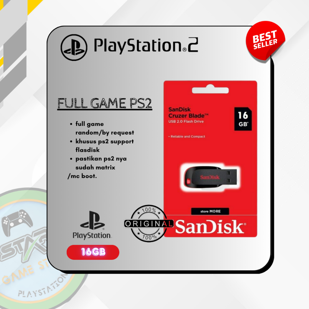 FLASHDISK USB GAME PS2 16GB/32GB/64GB FULL GAME PLAYSTATION 2