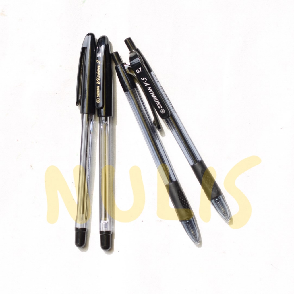 MULIS | 2 PCS  Pulpen Snowman / Pen Snowman/ Pena Snowman   V2 dan V5 Warna Hitam