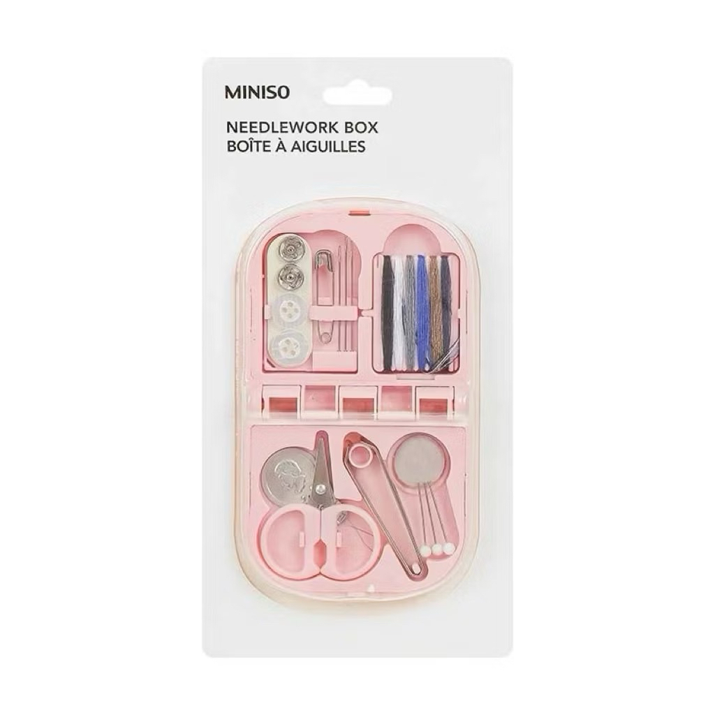 MINISO NEEDLEWORK BOX PORTABLE SEWING SET ALAT JAHIT PRAKTIS TRAVELING