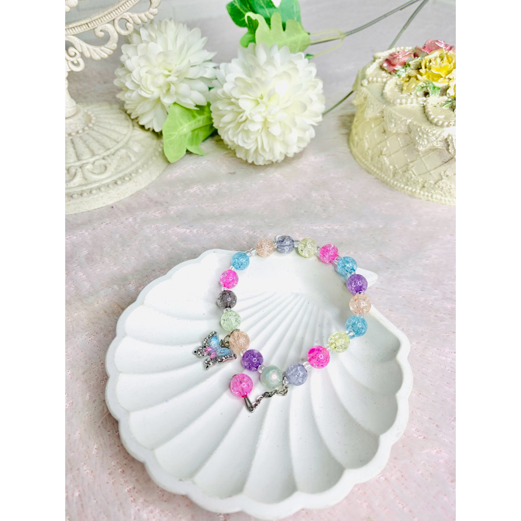 gelang kaca retak full warna warni