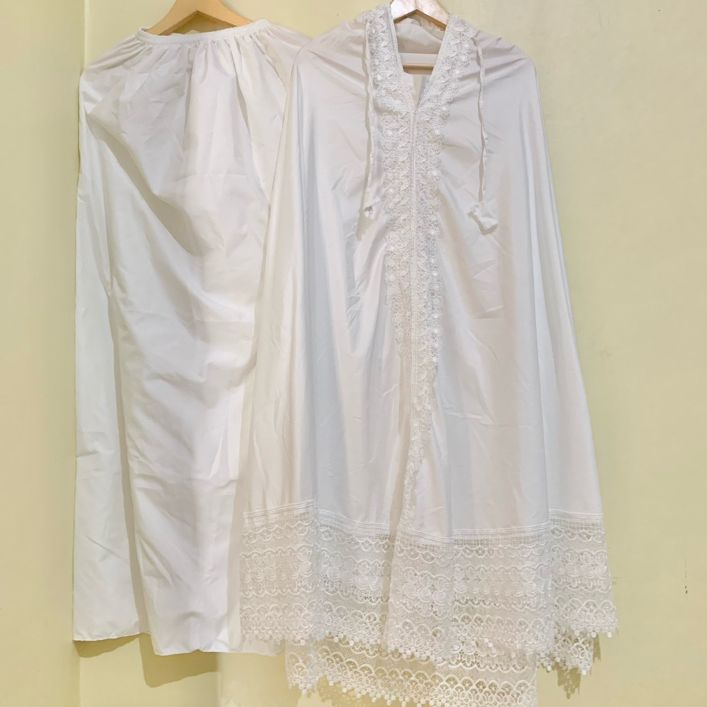 Mukena Putih Renda - Mukena Umroh Haji - Mukena Premium Renda Jumbo
