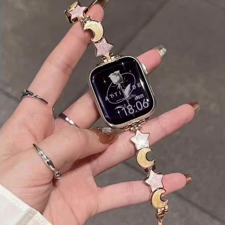 READY STRAP Smartwatch huawei xiaomi band 8/9/10 Samsung fit 3/4 apple i watch 38/40/41mm Rosegold M