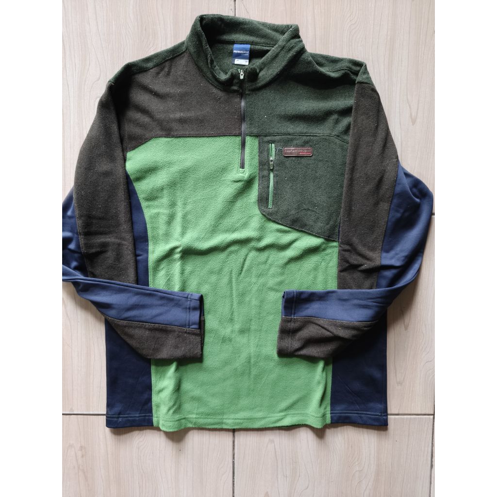 Baselayer Jacket Tebal Merek Pro World Cup 3 Warna Hijau Army Biru Bahan Polar Halfzip Size XL Lenga