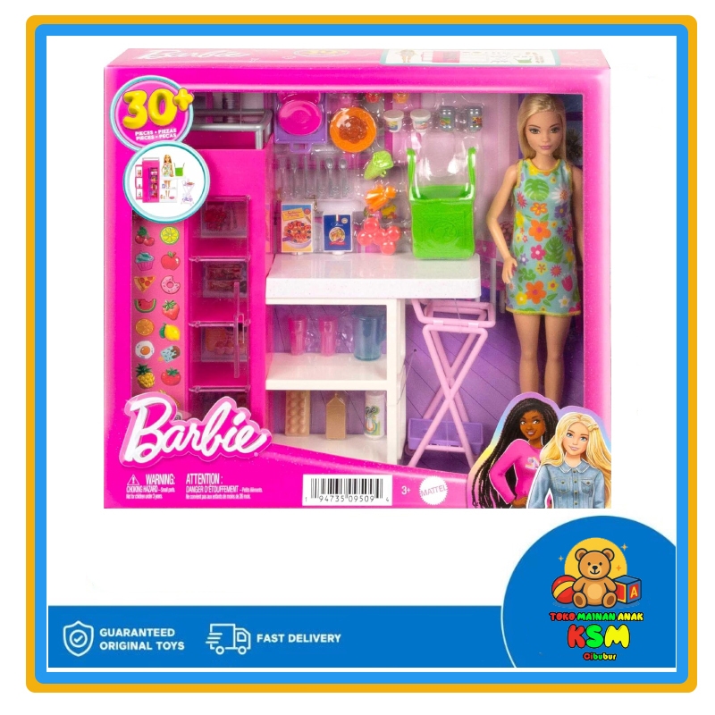 Barbie Ultimate Pantry Playset – Boneka Barbie & 25+ Aksesori Dapur, Furniture Mini, Makanan & Stike