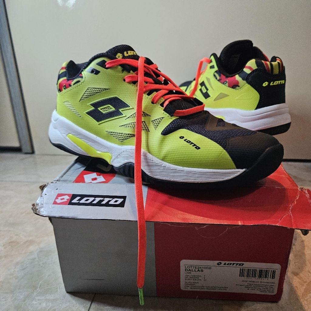Lotto Dallas lime sz.39 insole 25cm sepatu tennis tenis padel bekas second preloved