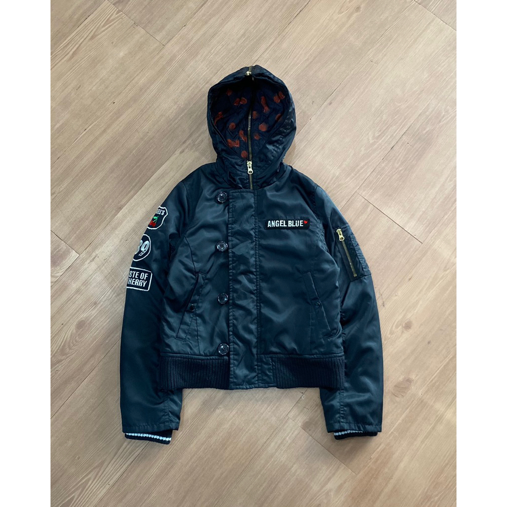 VINTAGE Y2K ANGEL BLUE JAPAN BOMBER JAKET