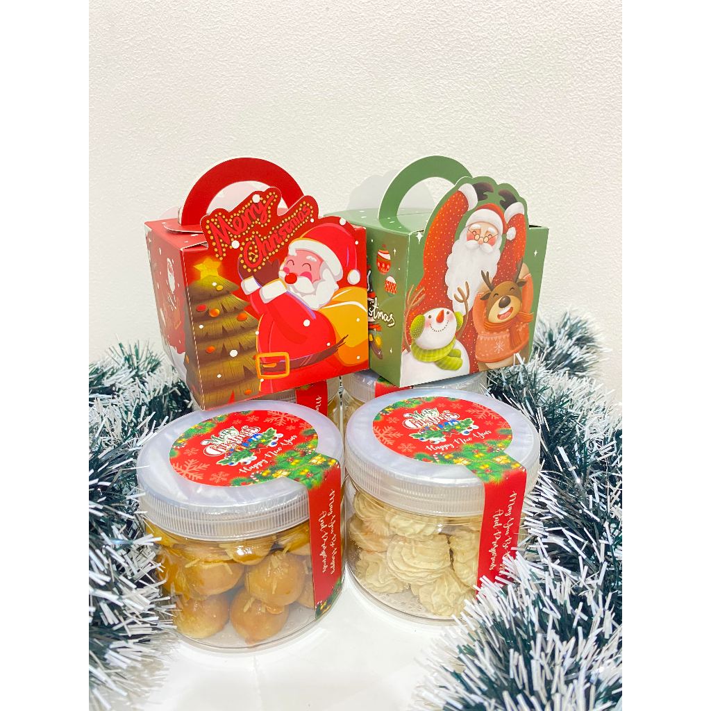 Hampers Natal Jingle Bells Kue Kering - Nastar - Sagu Keju isi 1 kemasan toples 400 ml