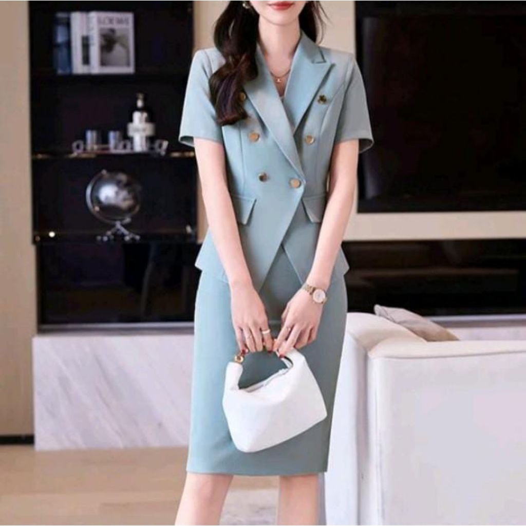 Setelan Blazer Rok Pendek Terbaru/Setelan Blazer Kerja Kantor Wanita&Set Blazer Kerja