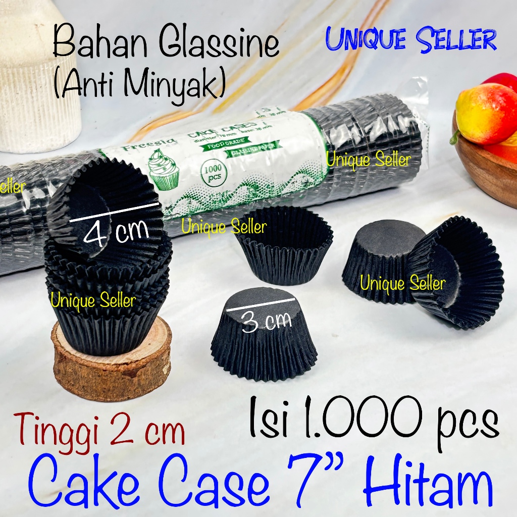 [Isi1000] Cake Case 7 Glassine Paper Hitam FREESIA Kertas Alas Pie 7” Hitam Kertas Cup Cake 7 cm 7cm