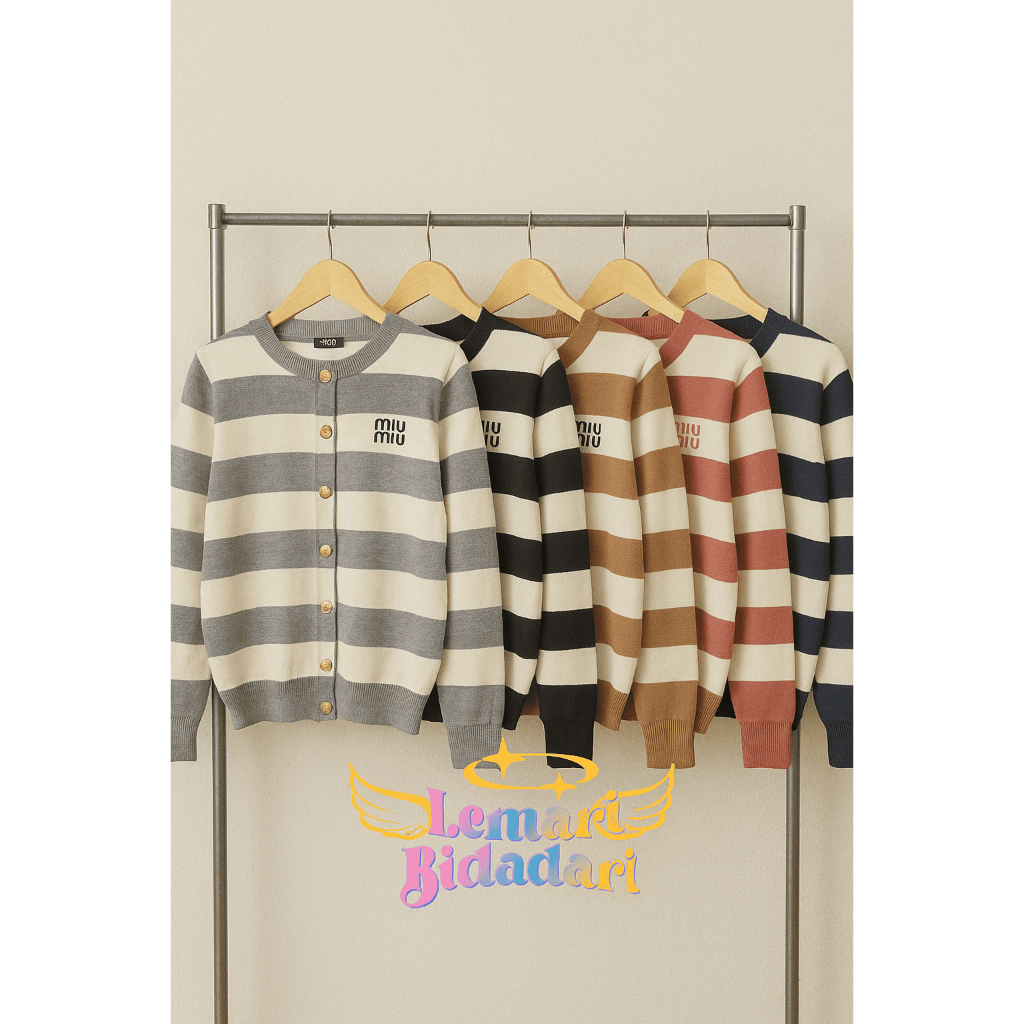 Cardigan Rajut Wanita Garis Premium Stripe - Miu Cardi