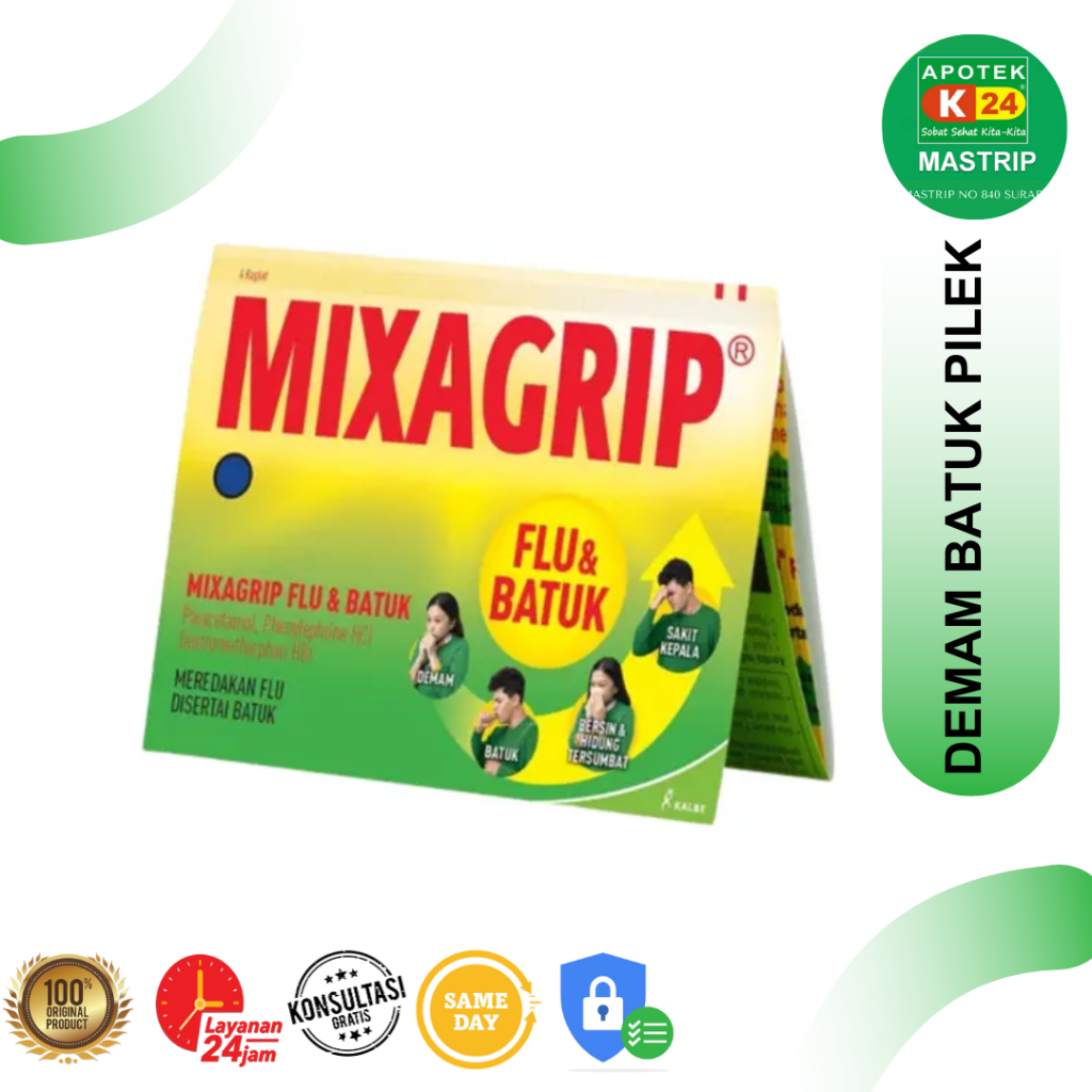 MIXAGRIP FLU BATUK TABLET DEMAM PILEK 6 TAHUN KEATAS 4 TABLET