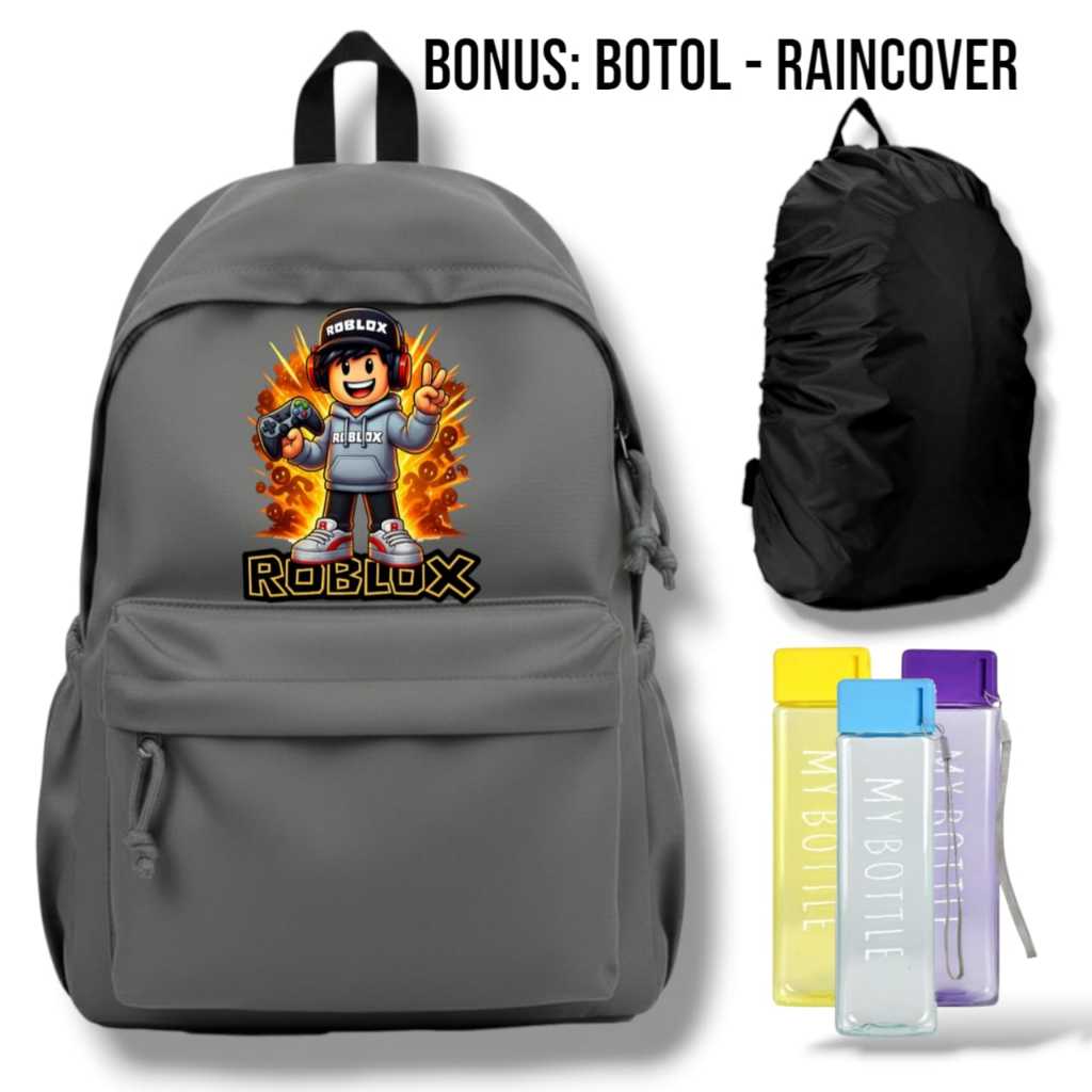Tas Ransel Anak Roblox Lucu Bonus jas hujan + botol - tas anak laki laki keren - ransel  anak laki l