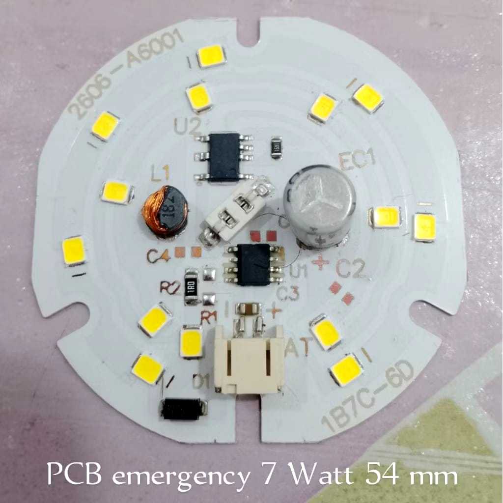PCB Mesin Lampu LED AC DC EMERGENCY 7Watt – 54mm – Putih Terang (Baru)