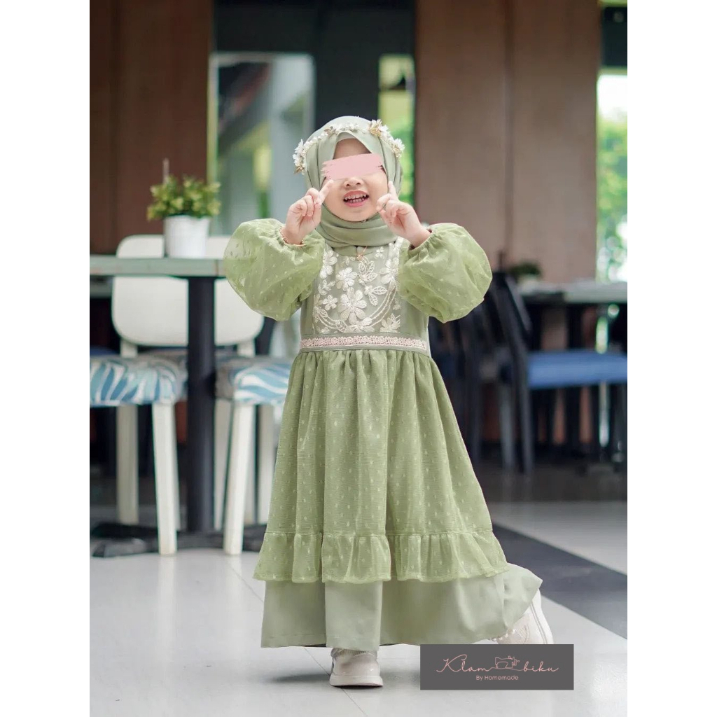 SET GAMIS ANAK/GAMIS ANAK TILE/GAUN PESTA/GAMIS BROKAT/TILE DOT