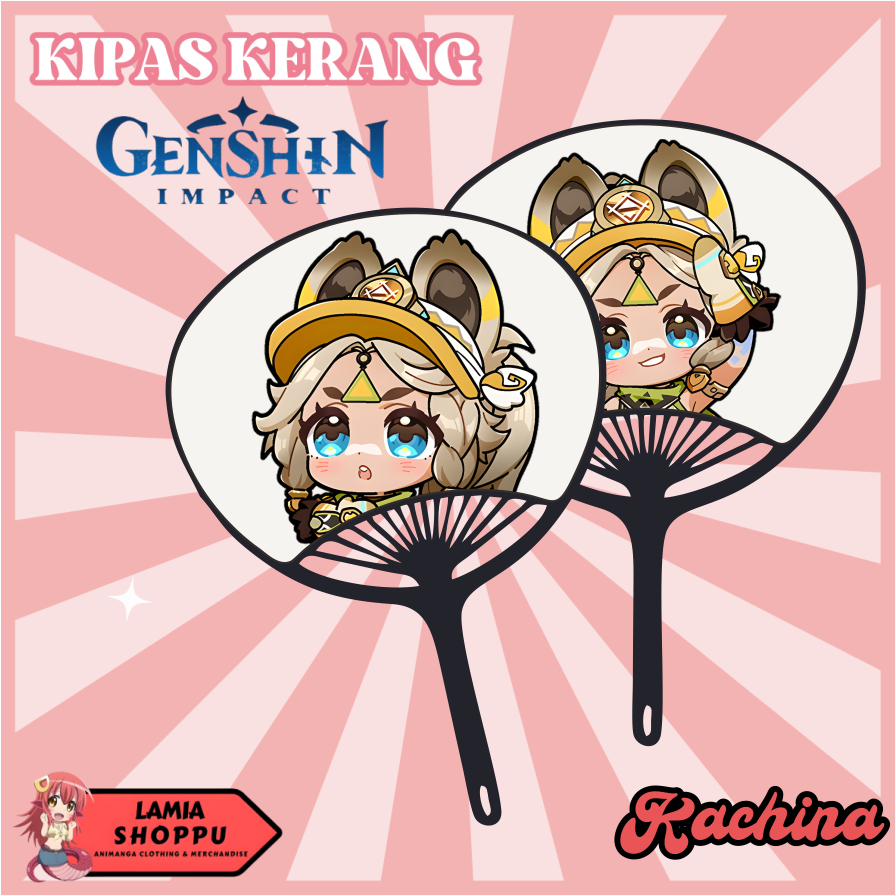 SHELL FAN KIPAS KERANG KACHINA GENSHIN IMPACT | KIPAS JEPANG KACHINA CHIBI | SHELL FAN MERCH ANIME M