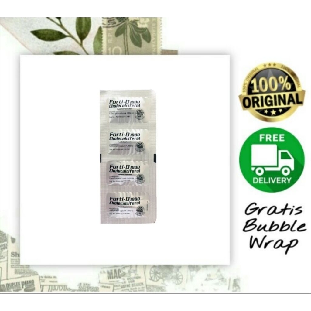 Forti-D 1000 ui isi 4 kapsul Forti D 1000 ui kapsul /Vitamin D3 1000 ui untuk daya tahan tubuh