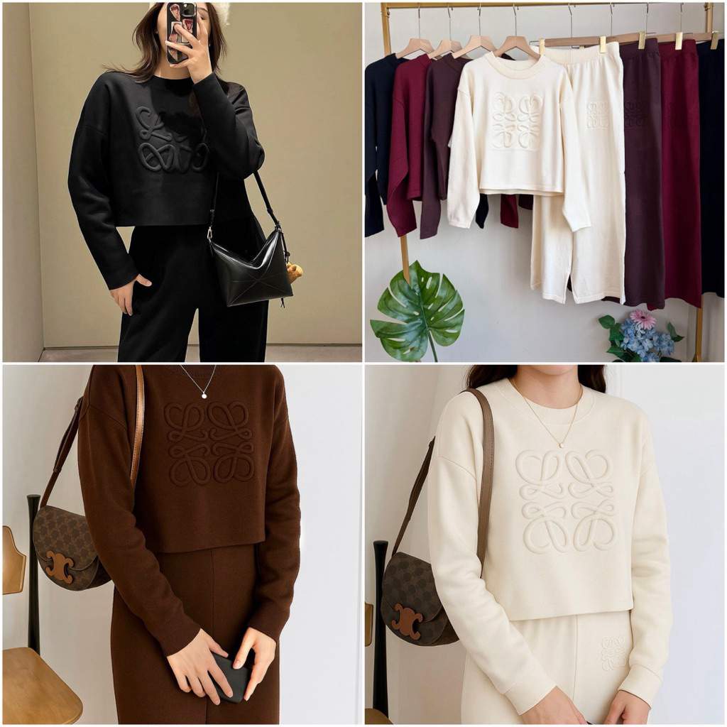 TATAOS BANGKOK LUWI ONE SET SETELAN BLOUSE CELANA KULOT HIGHWAIST RAJUT IMPORT