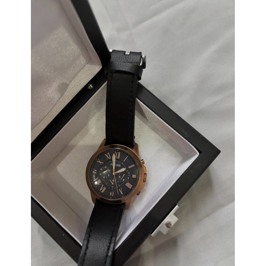 Fossil FS 5068 original Grant Chronograph Black Leather Watch