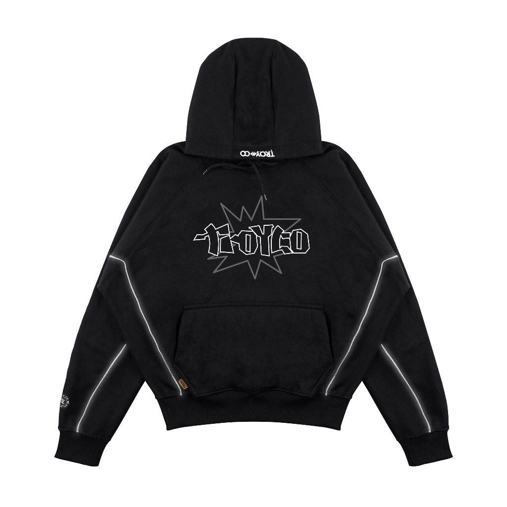 Troy Company Boxy Hoodie Starlight Black Randline - Hoodie Boxy Reflective Hitam BSH 3406